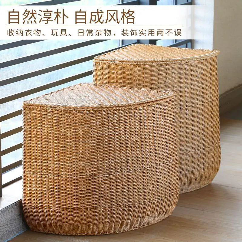 Woven corner laundry and storage basket