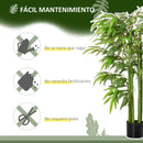 Bamboo flower pot with artificial reeds for indoor decoration