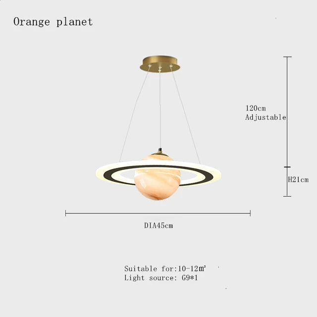 Planet earth pendant light for children's room astronaut decorative star