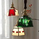 Nordic vintage handheld lamp with coloured glass and copper