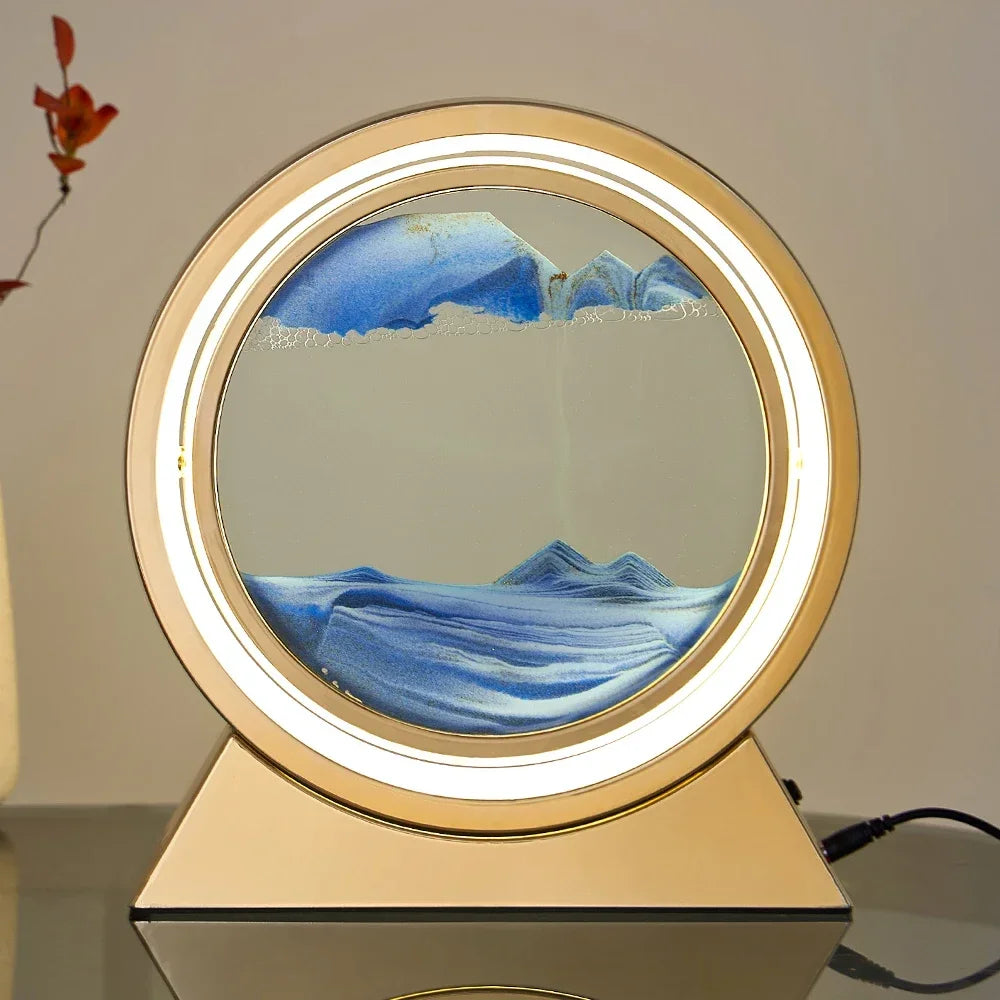 Creative table lamp with decorative 3D quicksand