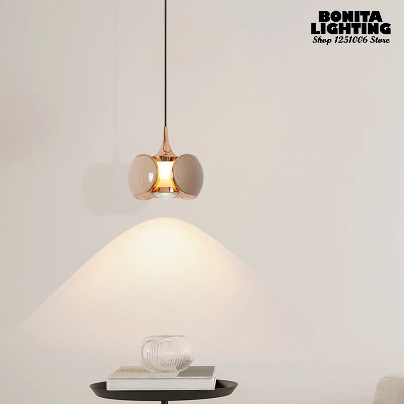 Nordic LED pendant light with liftable beetle lens decorative - vue 4 sur 12