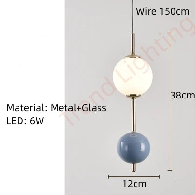 Modern glass LED pendant light for interior decoration - vue 12 sur 12
