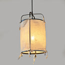 Japanese style iron and linen pendant light for interior decoration