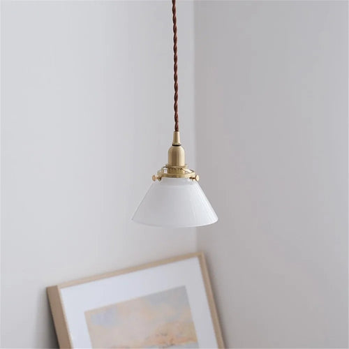 Retro glass and brass pendant light for interior decoration - vue 6 sur 10