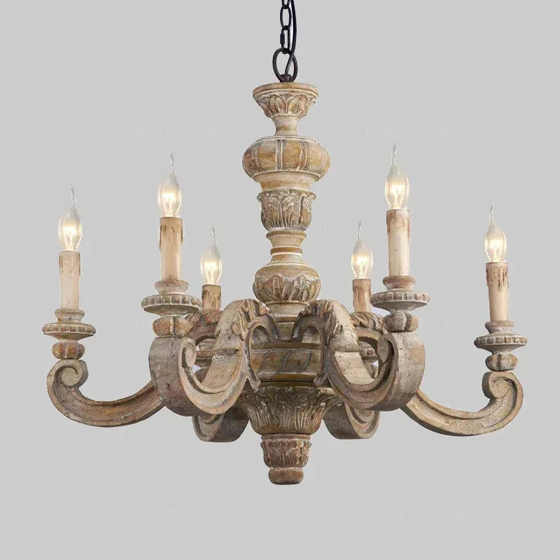 Retro Roman wood carved chandelier for elegant decor