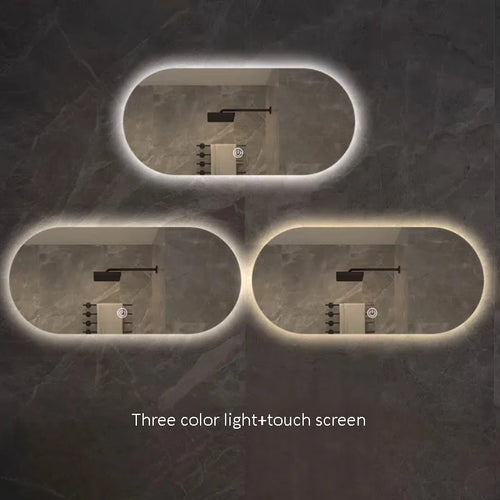 Elliptical smart anti-fog LED wall mirror with three colour settings - vue 15 sur 18