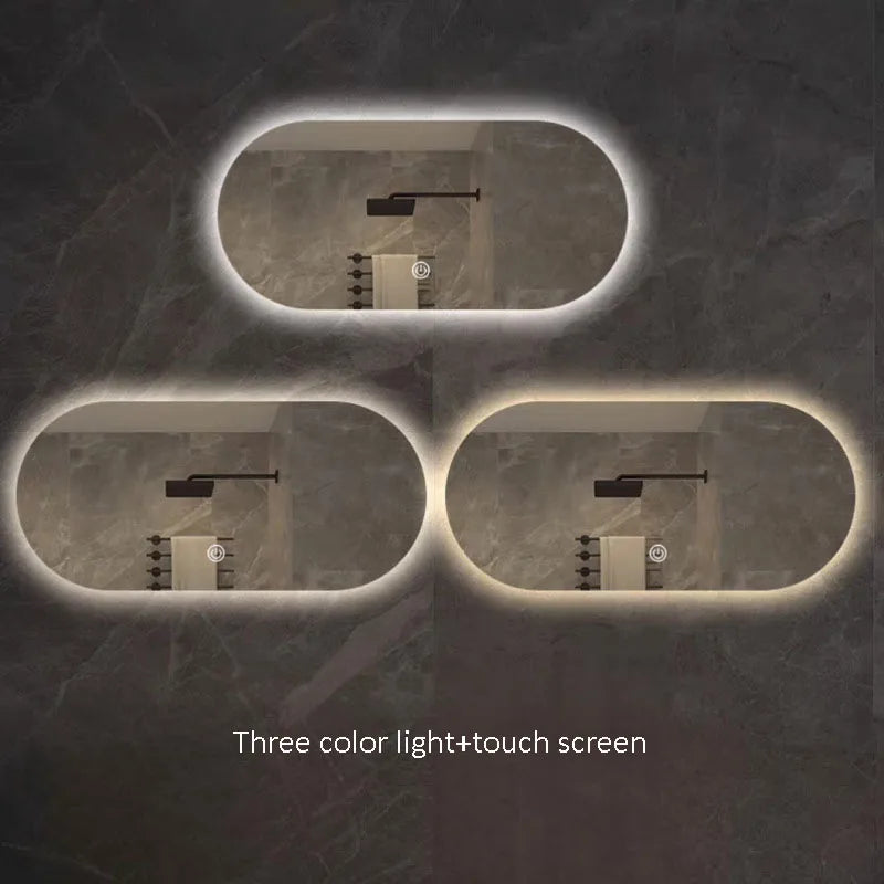 Elliptical smart anti-fog LED wall mirror with three colour settings - vue 14 sur 18