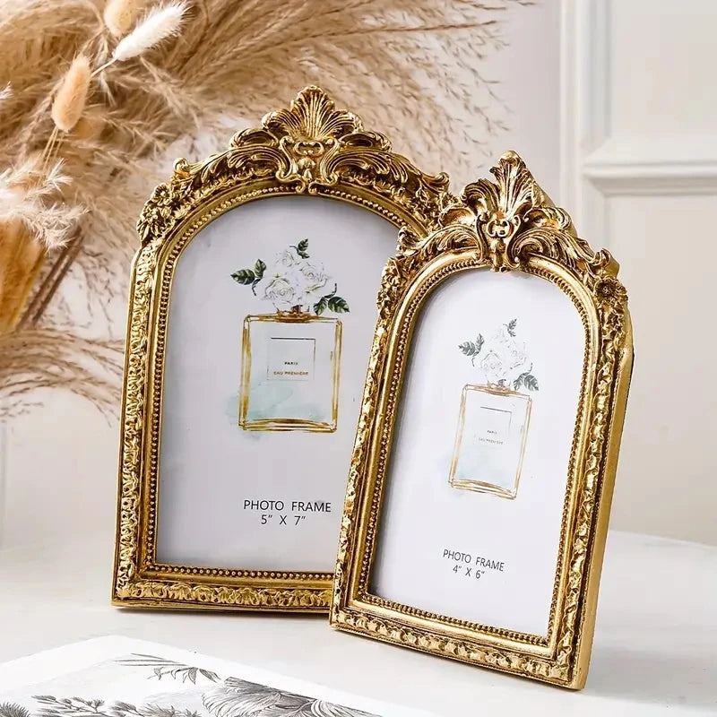 Golden Frame Vintage Frame Retro Golden Decor Photo Frame For Photo Display, Wedding Anniversary Party Christmas Valentine Gift