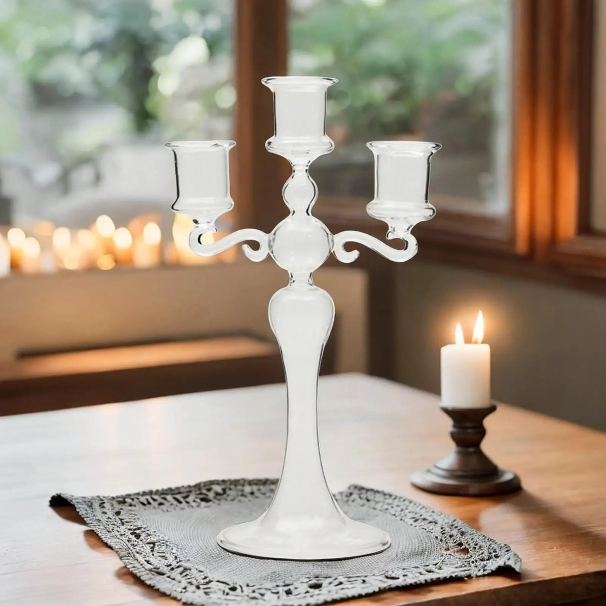 Decorative glass candle holder for weddings and New Year - vue 6 sur 6