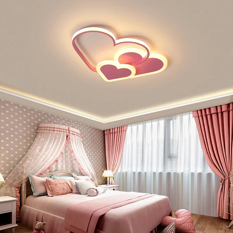 Modern heart-shaped ceiling light for children and offices