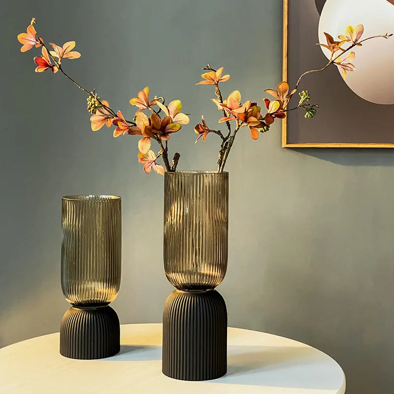 striped glass vase for elegant floral arrangement