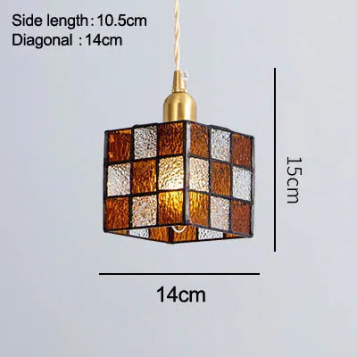 Retro pendant light in hand-painted glass, Mediterranean Asian style - vue 11 sur 12