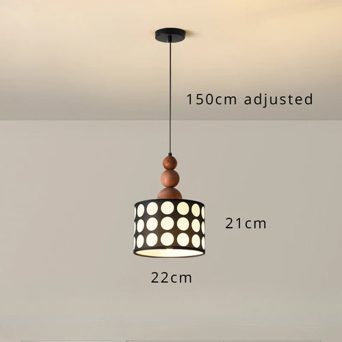 Retro walnut polka dot chandelier for interior decoration - vue 9 sur 8