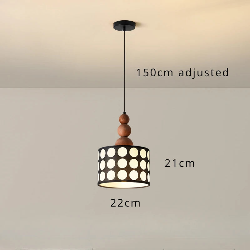 Retro walnut polka dot chandelier for interior decoration - vue 8 sur 8