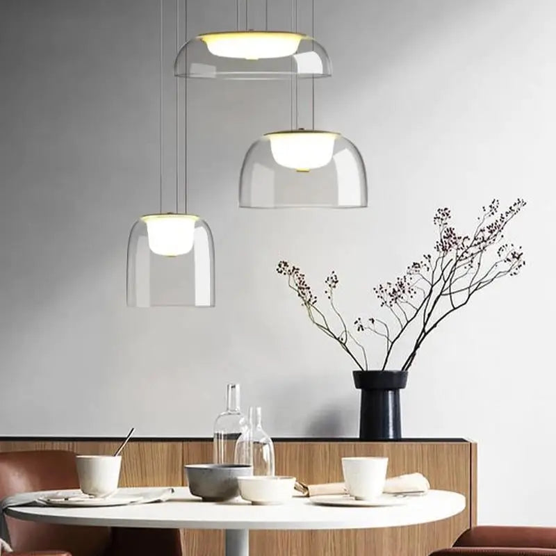 Modern LED pendant light with glass cover - vue 4 sur 9