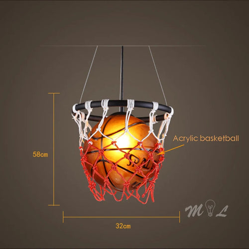 Acrylic pendant light with basketball hoop design - vue 6 sur 8