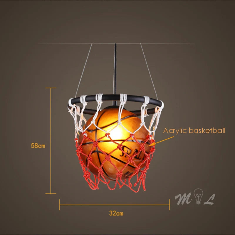 Acrylic pendant light with basketball hoop design - vue 6 sur 8