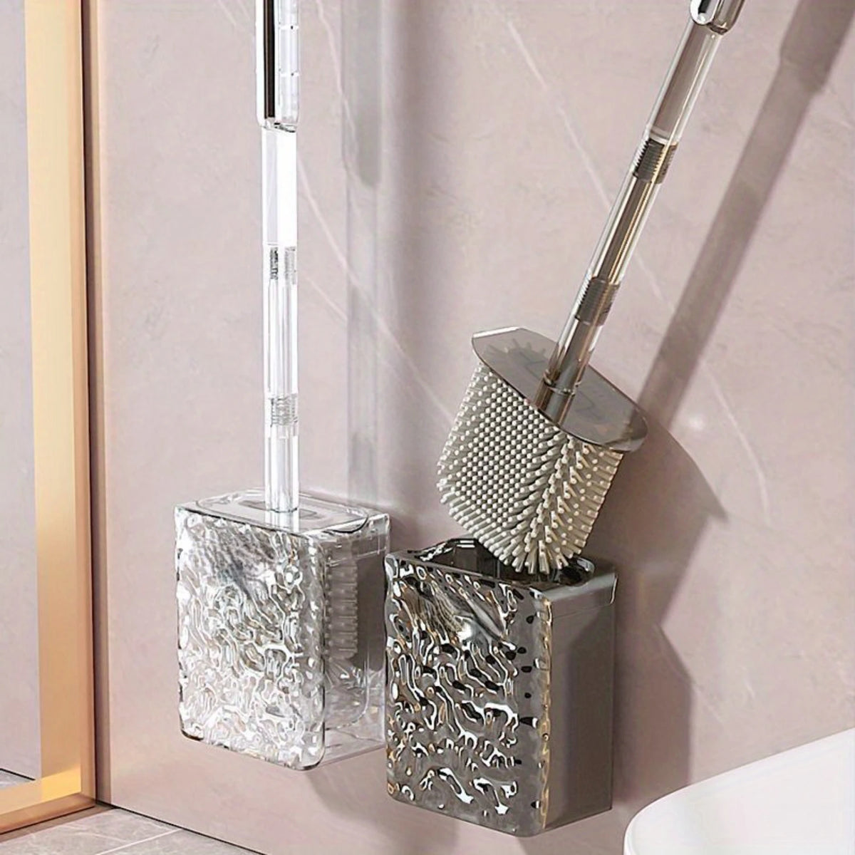 Luxury Glacier Pattern Toilet Brush, Household Toilet Brush With No Dead Angle, Bathroom Toilet Cleaning Tool, Wall-mounted Toil