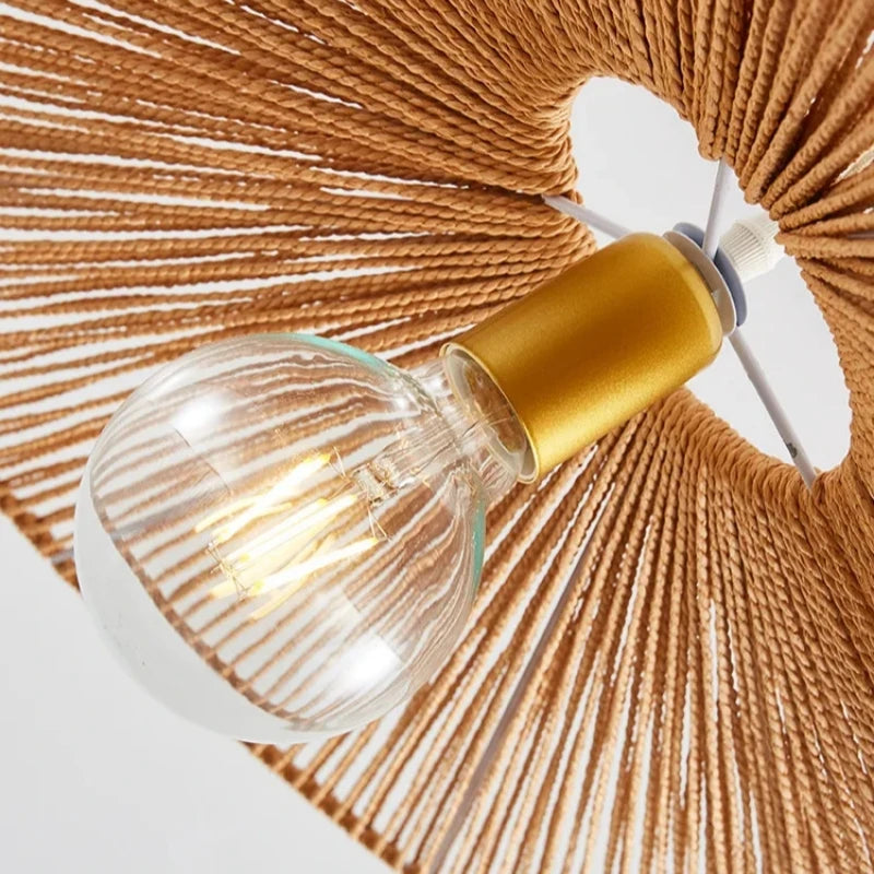 Japanese-style decorative retro hemp rope pendant light - vue 6 sur 7