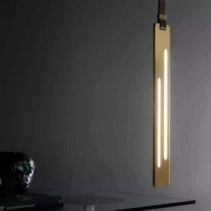 Led chandelier in metal and leather for bar and office