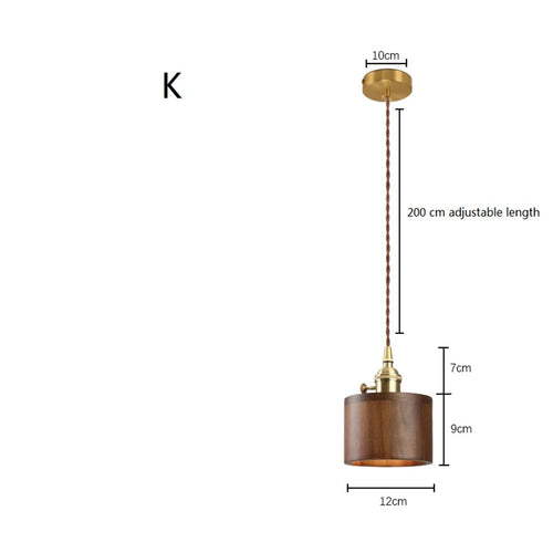 Nordic modern LED pendant light in brass and wood, loft kitchen island hanging lamp, home decor lighting, designer suspension - vue 17 sur 17