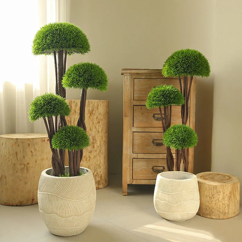 Artificial green bonsai tree in pot for indoor decoration