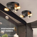 Retro industrial three head iron ceiling light