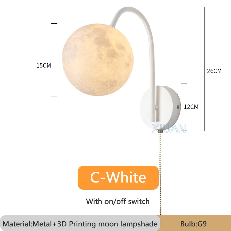 Nordic wooden wall light with cord switch cotton design - vue 11 sur 14