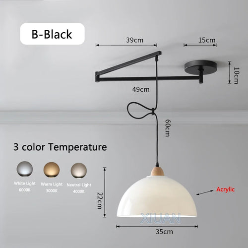 Modern swinging arm LED pendant light - vue 30 sur 30