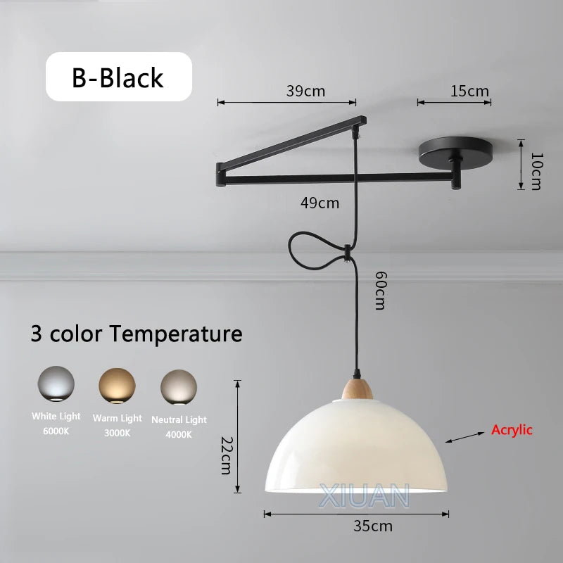 Modern swinging arm LED pendant light - vue 29 sur 30