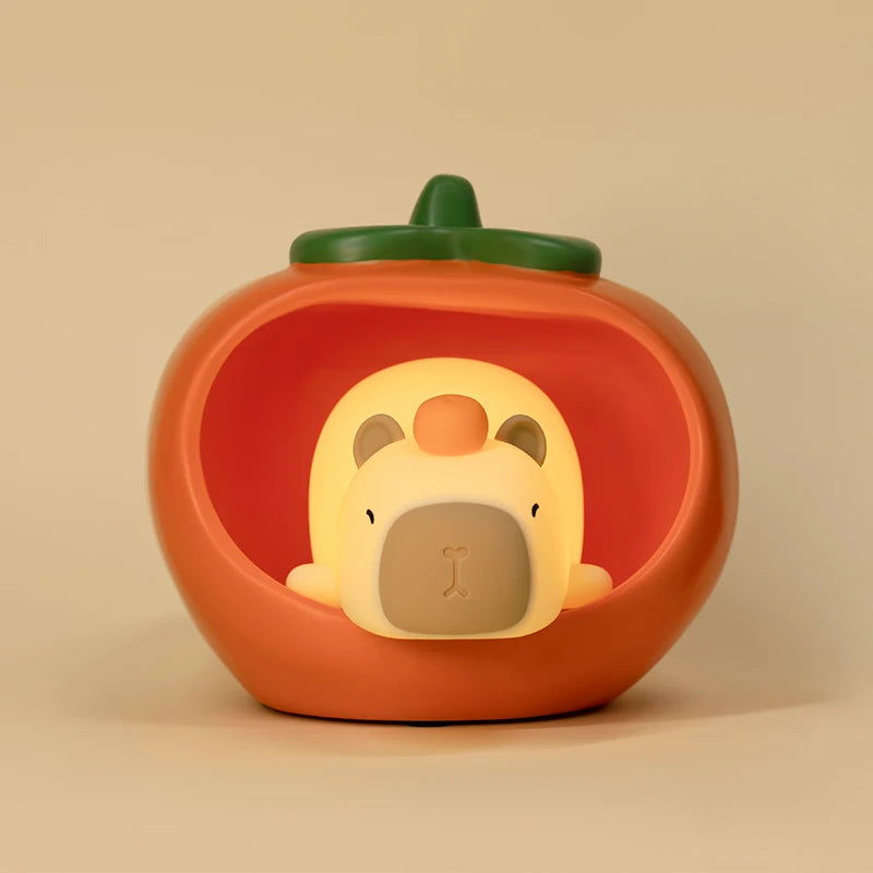 Children's cartoon silicone LED capybara night light USB rechargeable dimmable sleep lamp for kids' bedroom decor birthday gift - vue 5 sur 6