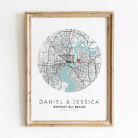 Personalised city map valentine's day gift for him