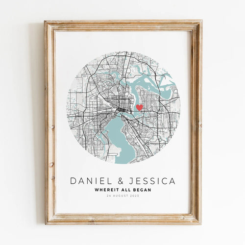 Personalised city map valentine's day gift for him