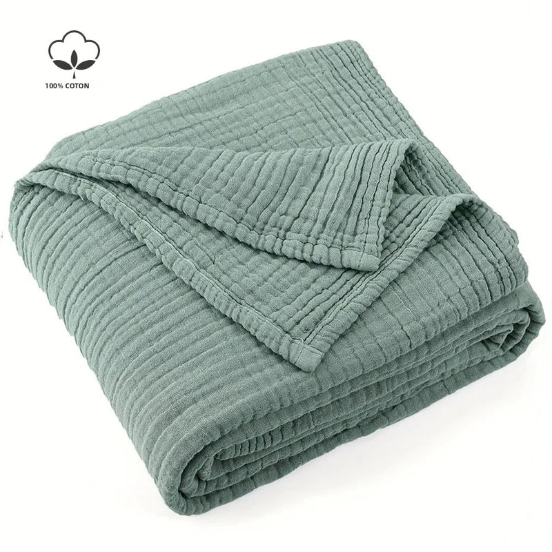 Lightweight boho cotton muslin throw for sofa or bed
