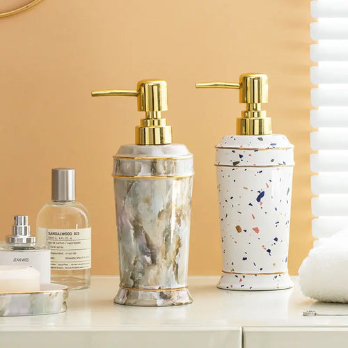 ceramic soap dispenser for shower gel and disinfectant - vue 5 sur 30