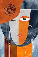 Abstract wall art with modern figures for interior decor