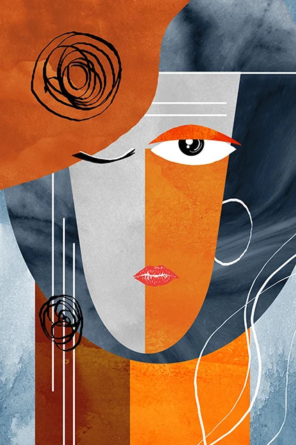 Abstract wall art with modern figures for interior decor
