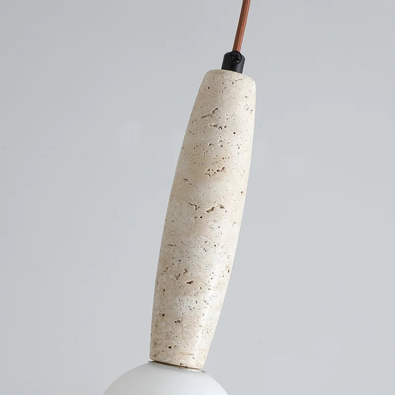 Vintage LED chandelier with natural stone pendant - vue 6 sur 6