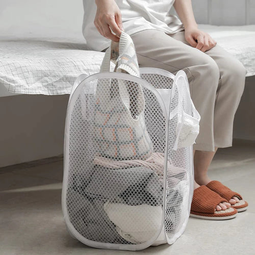 foldable laundry basket multipurpose mesh storage bag - vue 4 sur 8
