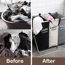 Foldable laundry basket with three compartments and waterproof storage