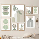 Abstract boho wall decor with modern geometric leaves