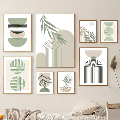 Abstract boho wall decor with modern geometric leaves - vue 2 sur 7