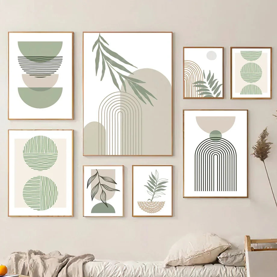 Abstract boho wall decor with modern geometric leaves - vue 2 sur 7