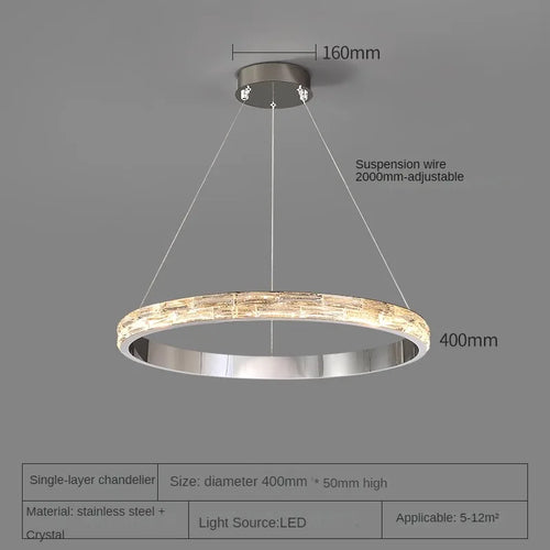 Luxurious modern stainless steel crystal pendant light
