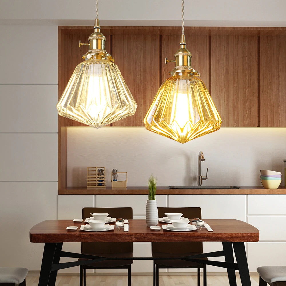 Minimalist Nordic glass and copper pendant light