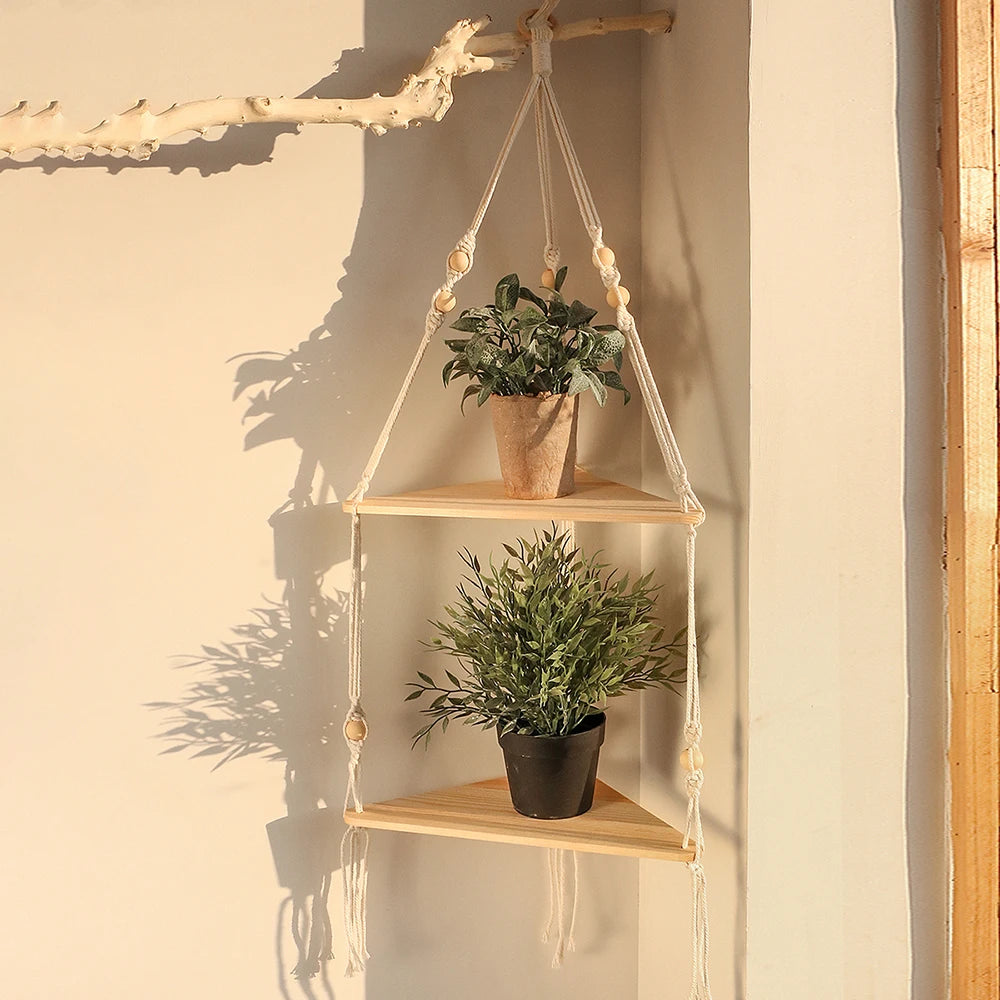 wooden floating wall shelf for bohemian home decor