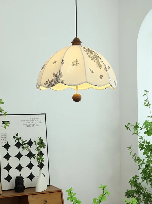 Patterned fabric pendant light for bar and living room - vue 5 sur 9