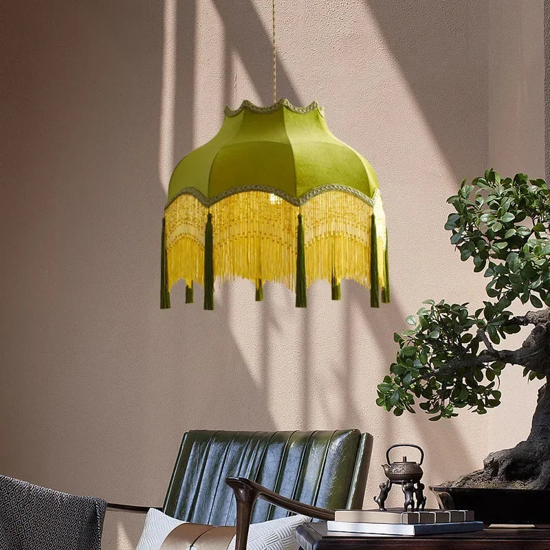 Retro LED pendant ceiling light with tassels for elegant interiors