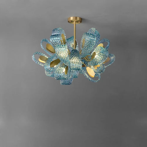 Modern blue glass pendant light for hallway, bar or bedroom - vue 3 sur 21